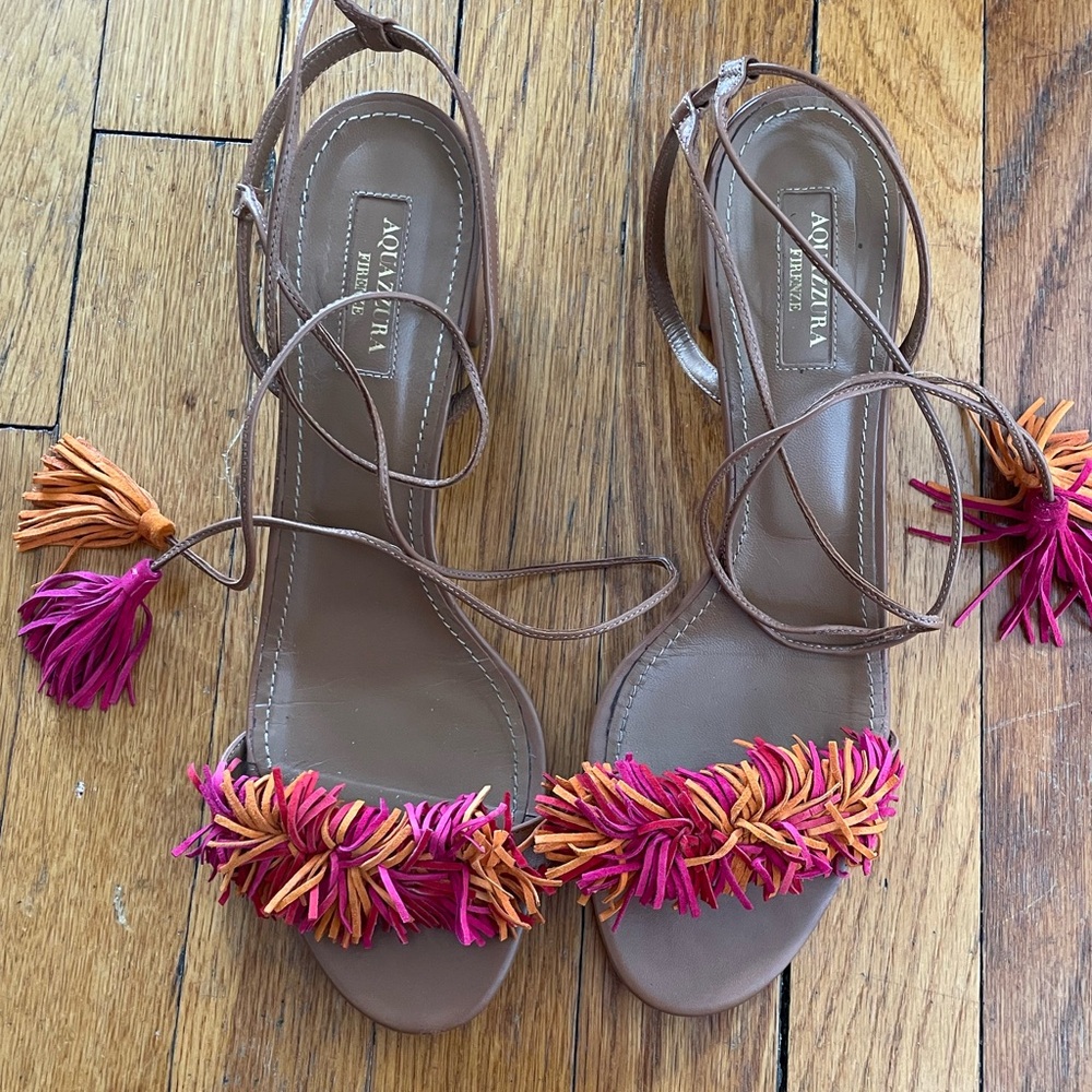 Aquazzura Wild thing 50 block heel sandals sz 40.5